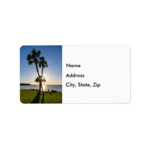 Silhouette der Palm Tree-Schere Adressaufkleber