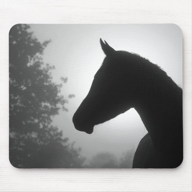 Silhouette der Pferde in Schwarzweiß Mousepad (Vorne)