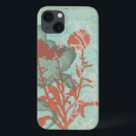 Silhouette der Roten Blume über den Aquamarinen Hi iPhone 13 Hülle<br><div class="desc">Drei rote Blume kontrastieren mit einem aquamarinen Hintergrund in diesem Gemälde von Megan Meagher. Eine Silhouette einer anderen Blume lehnt sich vom verlassen Druck ab. Ein einfaches Stück mit viel Geschick. Das wäre ein nettes Geschenk für einen Freund oder Liebhaber,  der Kunst genießt!</div>