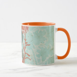 Silhouette der Roten Blume über den Aquamarinen Hi Tasse