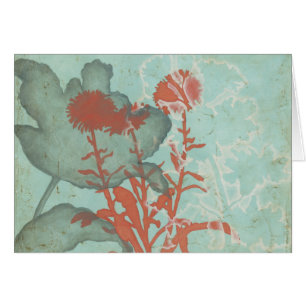 Silhouette der roten Blumen auf aquamarinem