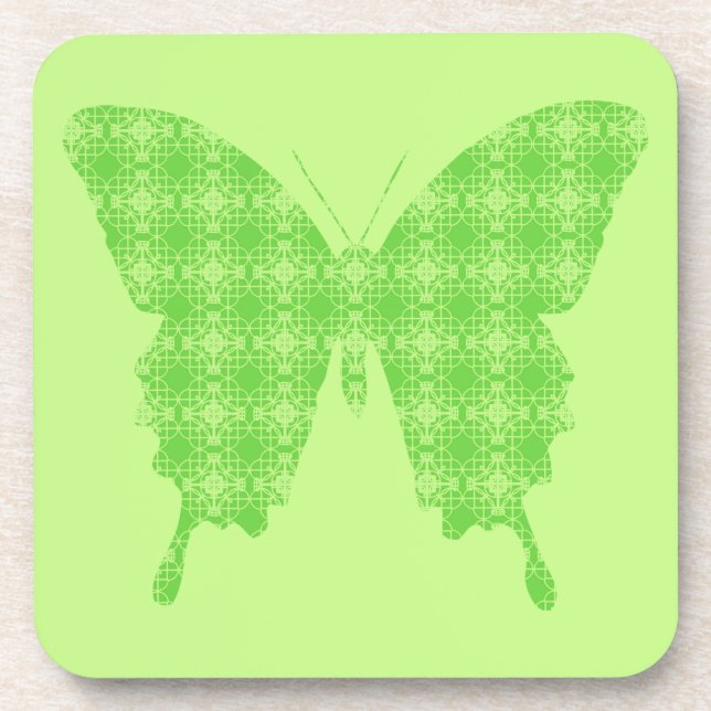Silhouette der Schmetterlinge, Limettengrün Getränkeuntersetzer (Vorderseite)