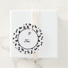 Silhouette der Schwarzen und Weißen Katze Geschenkanhänger