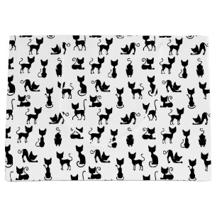 Silhouette der Schwarzen und Weißen Katze Große Geschenktüte