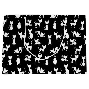 Silhouette der Schwarzen und Weißen Katze Große Geschenktüte