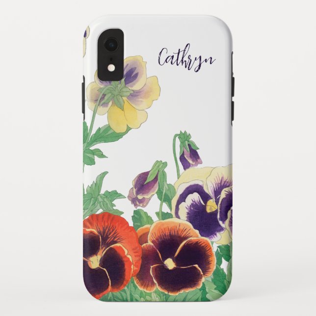 Silhouette der Stiefmütterchen mit Blumenmuster: V Case-Mate iPhone Hülle (Rückseite)