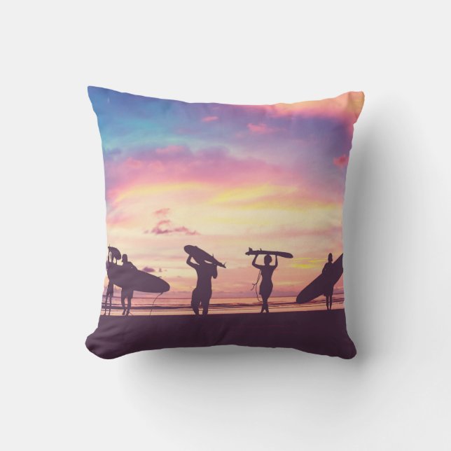 Silhouette der Surfer Kissen (Vorderseite)