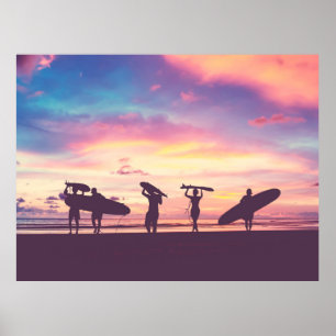 Silhouette der Surfer Poster