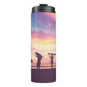 Silhouette der Surfer Thermosbecher