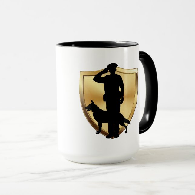 Silhouette der Tasse von Polizisten und K-9 Hunden (VorderseiteRechts)