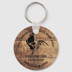 Silhouette der verlorenen Rooster-Zuhause-Adresse Schlüsselanhänger