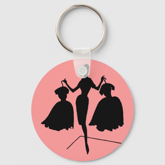 Silhouette der Vintagen Mode Schlüsselanhänger (Vorderseite)