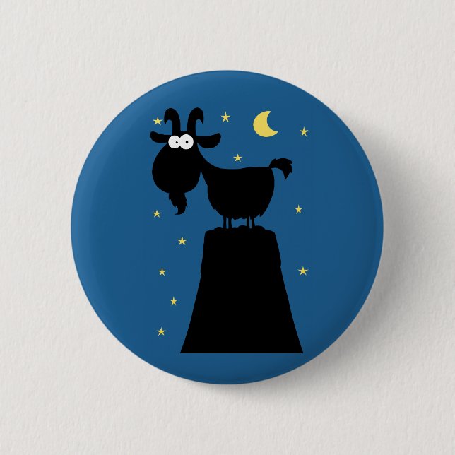Silhouette der Ziege auf dem Berg Button (Vorderseite)