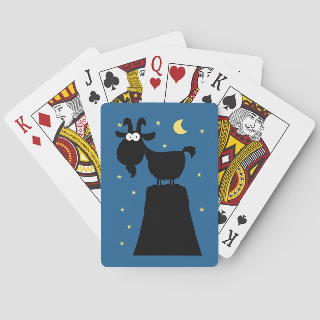 Silhouette der Ziege auf dem Berg Spielkarten (Rückseite)
