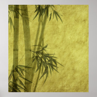 Silhouette der Zweige eines Bambus auf Papier Poster