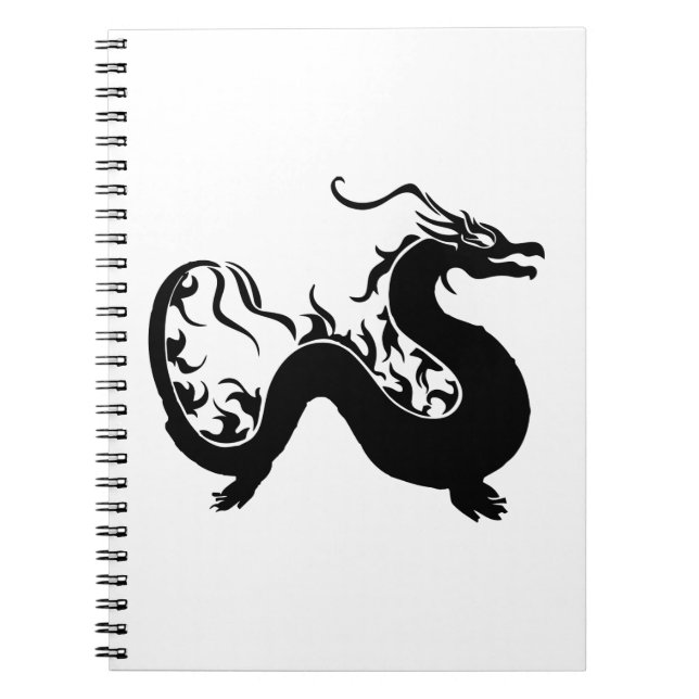 Silhouette des asiatischen Drachen Notizblock (Vorderseite)