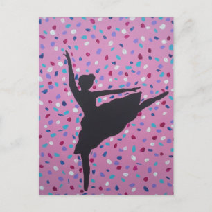 Silhouette des Balletts auf rosa Postkarte
