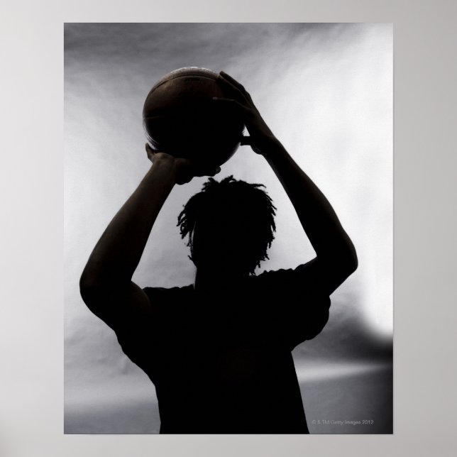 Silhouette des Basketballspielers Poster (Vorne)