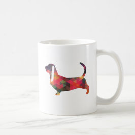 Silhouette des Basset Hound farbenfrohe geometrisc Kaffeetasse