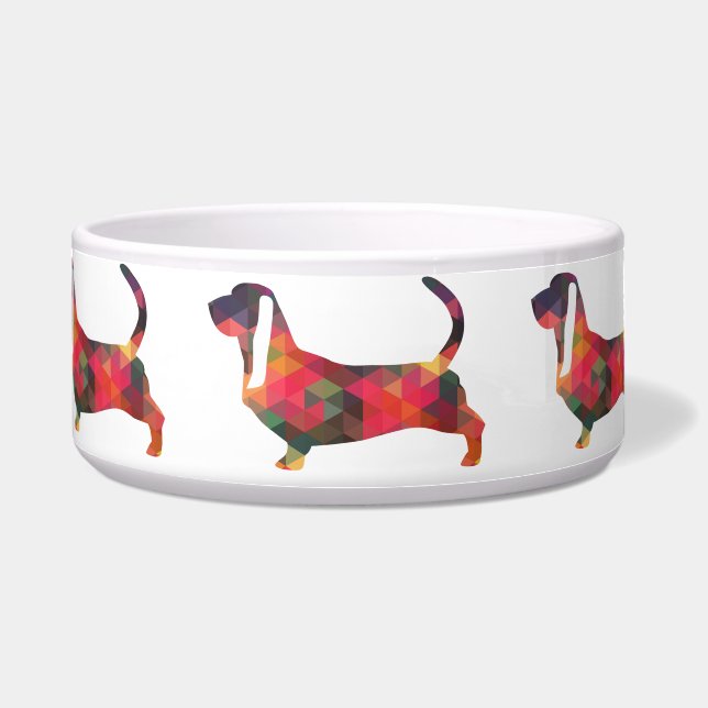 Silhouette des Basset Hound farbenfrohe geometrisc Napf (Vorderseite)