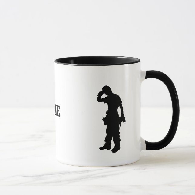 Silhouette des Bauarbeiters Name Tasse (Rechts)