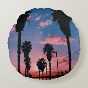 Silhouette des Baumes unter bewölktem Himmel Rundes Kissen
