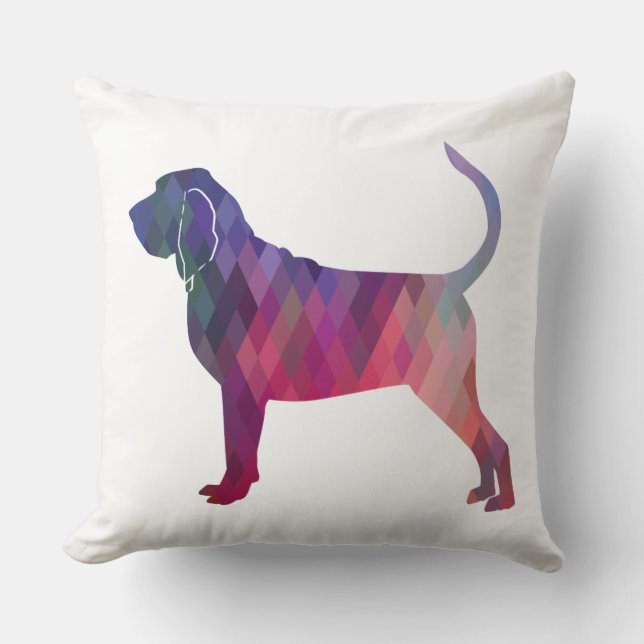 Silhouette des Bluthuhns und farbenfrohe Geomuster Kissen (Vorderseite)