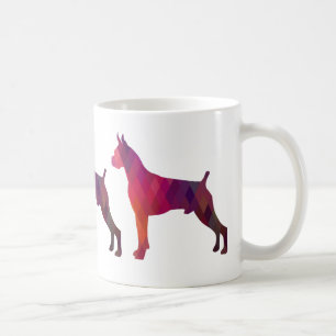 Silhouette des Boxer Dog Wasserfarbe Geometrische  Kaffeetasse