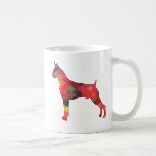 Silhouette des Boxer Dog Wasserfarbe Geometrische  Kaffeetasse (Rechts)