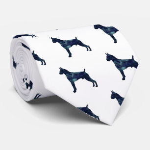 Silhouette des Boxer Dog Wasserfarbe Geometrische  Krawatte