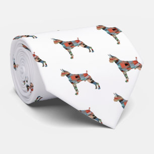 Silhouette des Boxer Dog Wasserfarbe Geometrische Krawatte