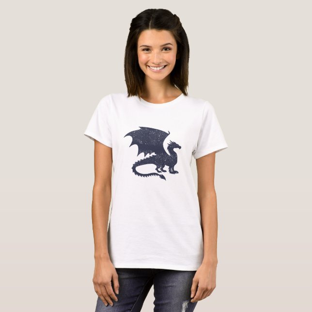 Silhouette des Drachens - Hintergrundfarbe auswähl T-Shirt (Vorne ganz)