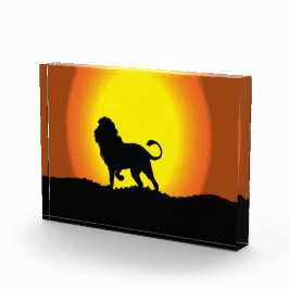 Silhouette des Dusk Löwe Fotoblock