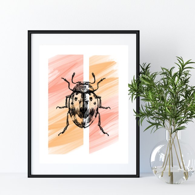 Silhouette des einfachen Käferbugs auf Orange Hint Poster (Von Creator hochgeladen)