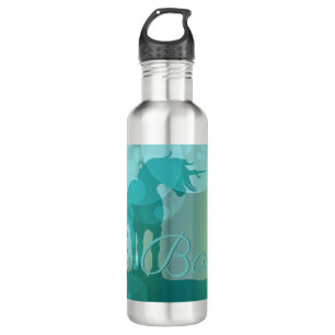 Silhouette des Einhorns (aquamarine, aquamarine Bl Edelstahlflasche