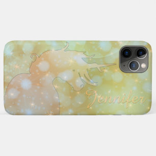 Silhouette des Einhorns (scheußlich gelbe Sterne) Case-Mate iPhone Hülle
