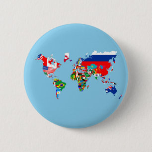 Silhouette des Flaggenbildes der Weltkarte Button