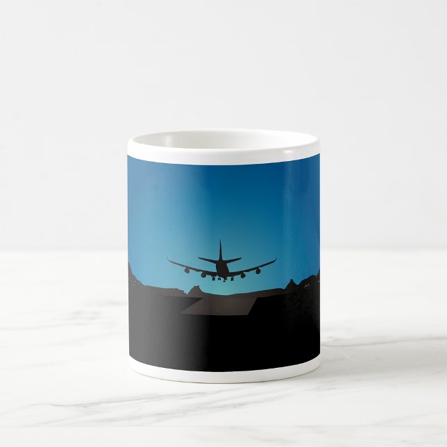 Silhouette des Flugzeugs bei Nacht Kaffeetasse (Von Creator hochgeladen)