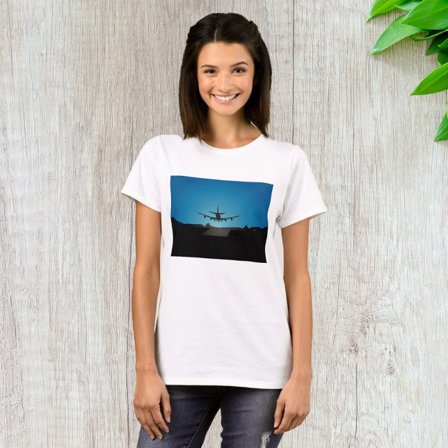 Silhouette des Flugzeugs bei Nacht T-Shirt (Von Creator hochgeladen)