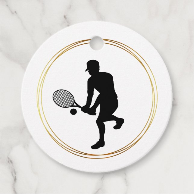 Silhouette des Geschenkes für männliche Tennis-Spi Geschenkanhänger (Vorderseite)