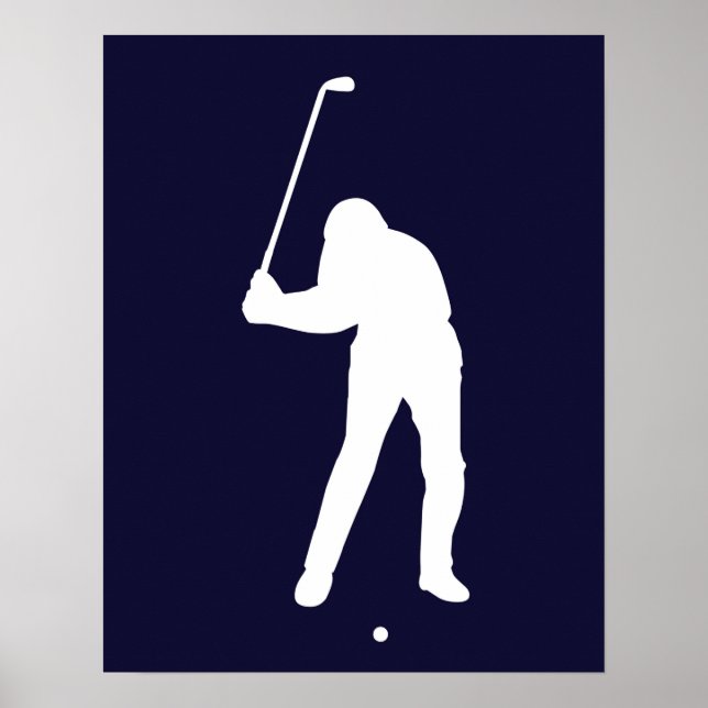 Silhouette des Golfspielers kurz vor dem Golfball- Poster (Vorne)