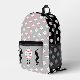 Silhouette des grauen Baseball-Balls Bedruckter Rucksack