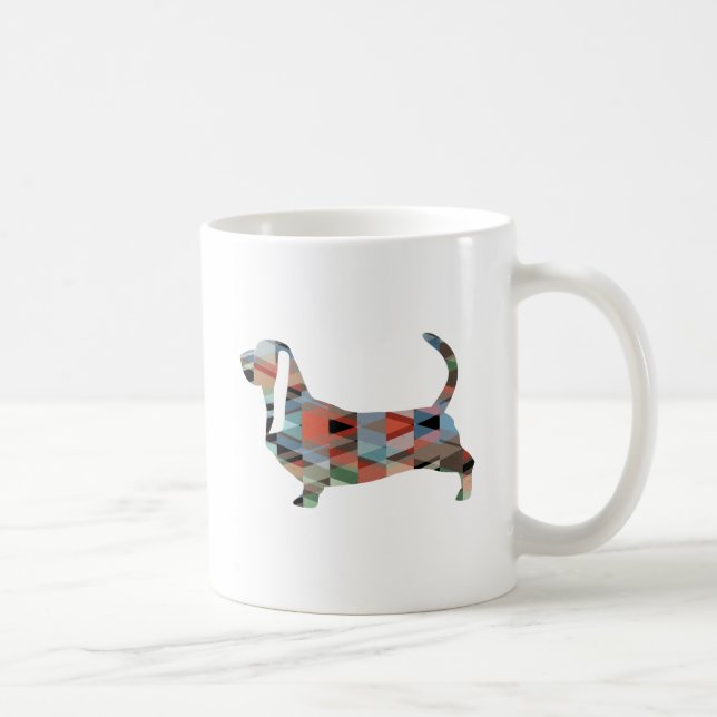 Silhouette des Hundes mit Basset Geometric Pattern Tasse (Rechts)