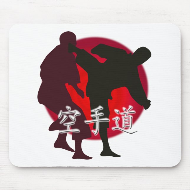 Silhouette des Karatekampfes, roter Mousepad (Vorne)