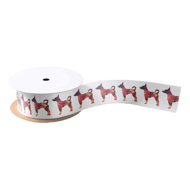 Silhouette des Ratten Terrier-Musters Satinband (Spule)