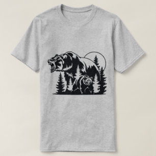 Silhouette des Roaring Bear im Waldgebiet T-Shirt