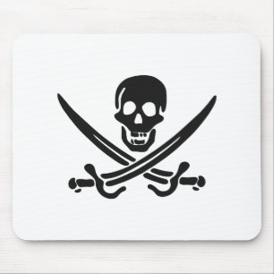 Silhouette des Schädels Piraten - Hintergrundfarbe Mousepad