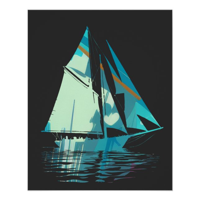Silhouette des Schiffsfangs Poster (Vorderseite)