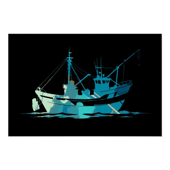 Silhouette des Schiffsfangs Poster (Vorderseite)
