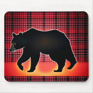 Silhouette des Schwarzbären auf Kariert Mousepad